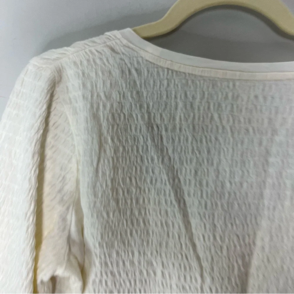 Anthropologie Cream Textured Top Bell Sleeves Shirt 310
